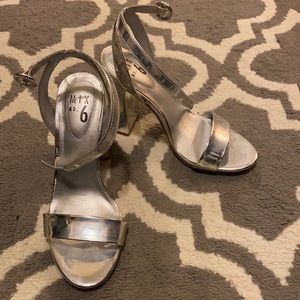 Chunky heel metallic sandals